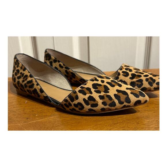 J. Crew Zoe Calf Hair D'Orsay Cheetah Pointed Flats - Picture 1 of 8